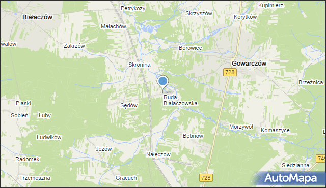 mapa Ruda Białaczowska, Ruda Białaczowska na mapie Targeo